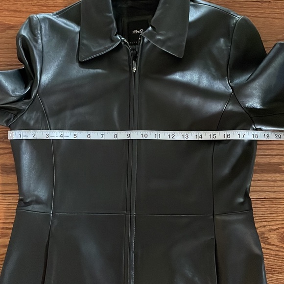 JLC New York GENUINE LEATHER women’s blazer jacket black zip front pockets Small - Picture 9 of 16